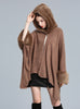 Mink-like Hooded Shawl Cloak Large Size Knitted Cardigan