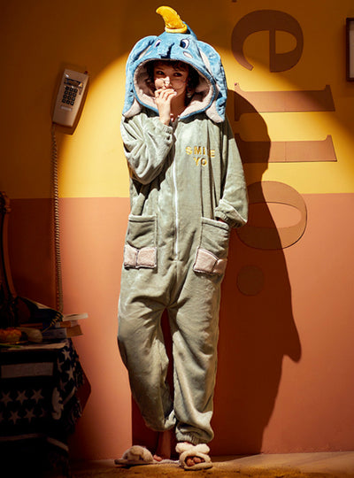 Elephant Velvet Padded Coral Velvet Warm Suit Cartoon