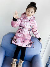 Pink Thickened Medium Long Cotton-Padded Jacket