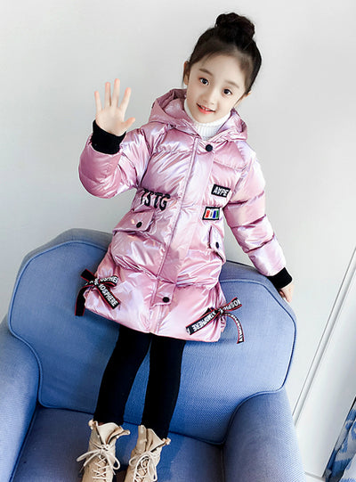 Pink Thickened Medium Long Cotton-Padded Jacket