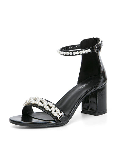 Roman Thick Rhinestones and Pearls Sandals