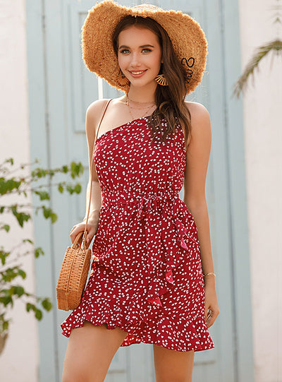 Floral One Shoulder Mini Dress