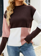 Contrasting Turtleneck Loose Sweater