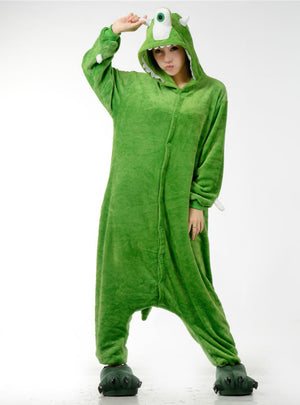 Flannel Green One-Eyed Monster Cartoon Pajamas