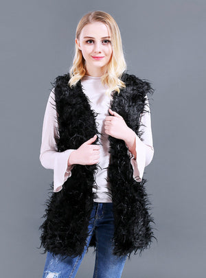 Women Faux Fur Vest Imitation Fur Ostrich Hair