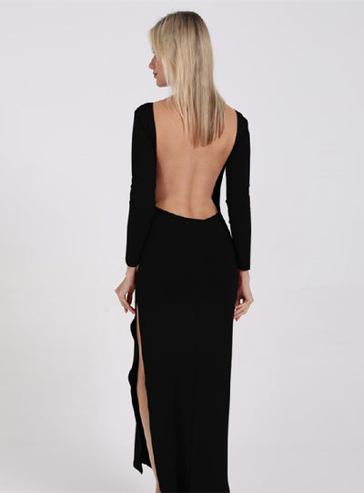 Long Sleeve Floor Length Dress With Split