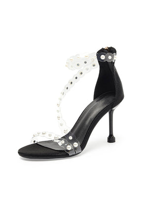 Transparent Pearls Stiletto Heels Sandels