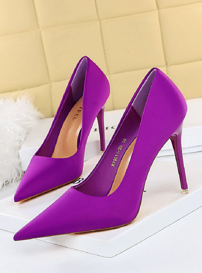 High Heels Satin Shallow Pointed Shoes