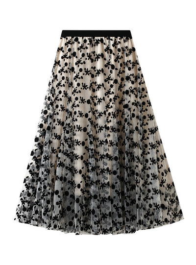 Dotted Floral Printed Skirt