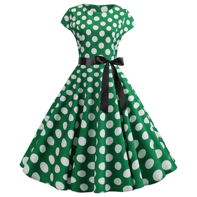 Women Dot Print Dress With Belt