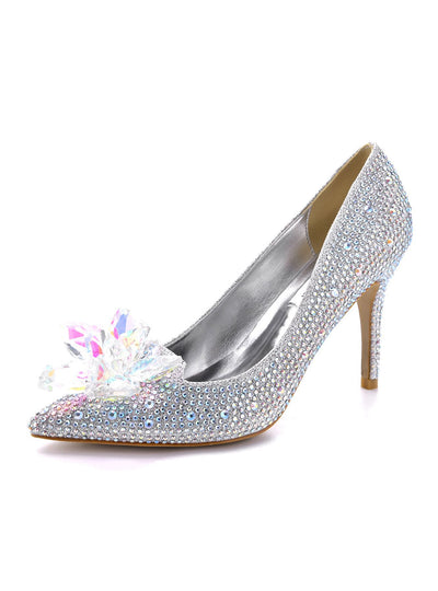 Pointed Thin Heel Shallow Mouth Crystal Shoes