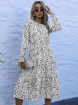 Loose Chiffon Pullover Print Stitching Dress