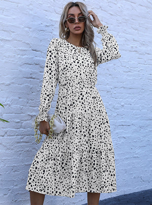 Loose Chiffon Pullover Print Stitching Dress