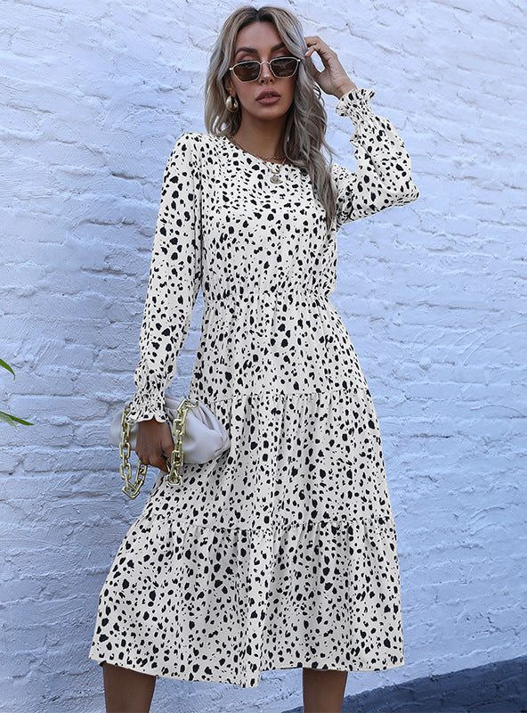 Loose Chiffon Pullover Print Stitching Dress