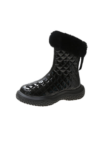 Plaid Plus Velvet Thickened Thin Cotton Boots