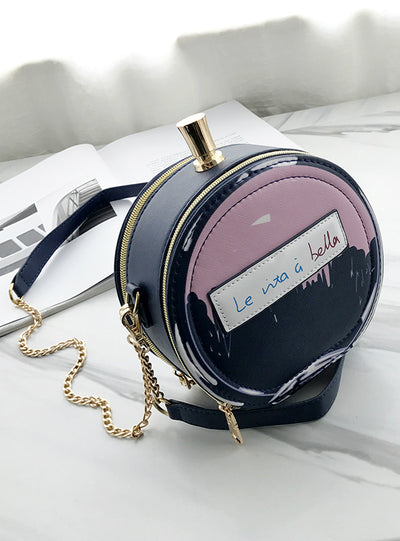 Small Round Bag Slung Wild Girl Chain PU Bag