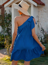 One Shoulder Chiffon Dress
