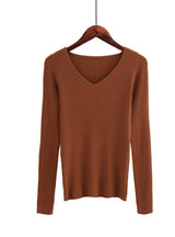 V Neck Sweater Knitted Fashion Womens Sweaters