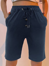 Casual Solid Color Elastic Drawstring Short Pants