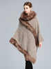 Knitted Pullover Imitating Fox Fur Collar Shawl Cape