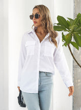 Women Long-sleeved Pocket Shirt