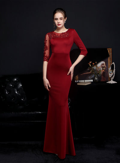 Sexy Sheath Long SlLeeve Appliques Party Dress