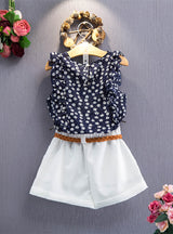 Floral Sleeveless T-shirt+Shorts Suit