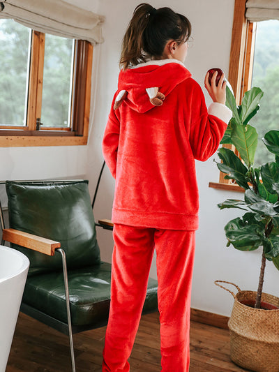 Red Little Elk Hicken Coral Fleece Winter and Christmas