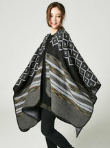 Diamond Striped Shawl Women's Double-Sided Cloak