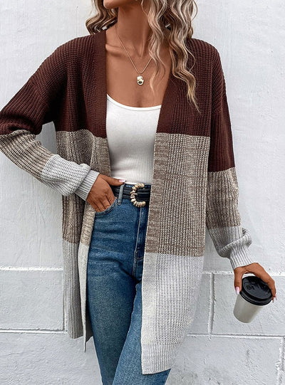 Knitted Cardigan Contrast Color Sweater Coat