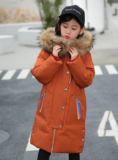 Children's Down Coat Girl's Middle Long Coat