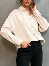 Collar Long Sleeve Casual Cotton Shirt