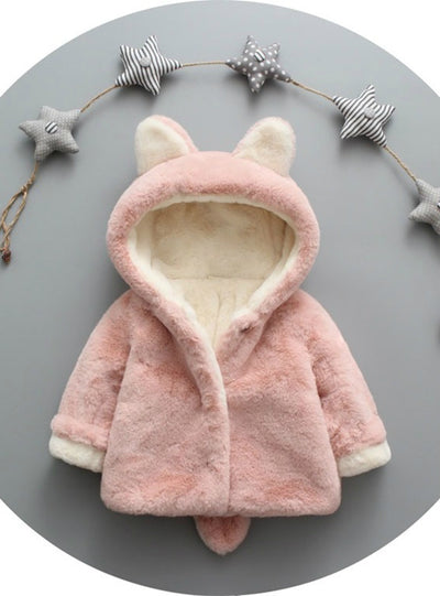 Baby Girls Winter Jackets Warm Faux Fur 