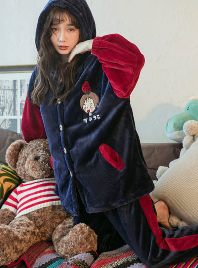 Winter Hooded Pajamas Girl Cute CartoonStrawberry