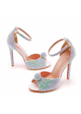 11cm Fishmouth High Heel Rhinestone Sandals