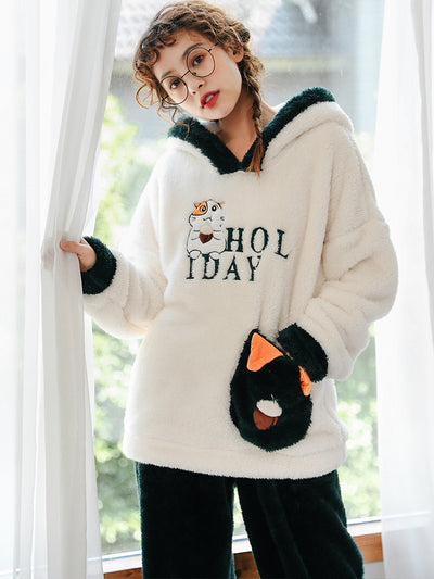 Hamster Cute Cartoon Vole Pajamas Women Thick
