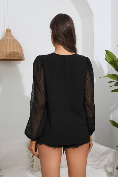 Solid Color Stitching Lace Long Sleeve Shirt Top
