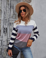 Striped Stitching Sweater Top