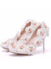 White Flower Shallow Pointed Wedding Shoes