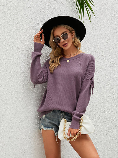 Women Lace Up Pullover sweater