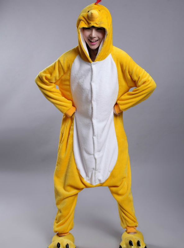 Cartoon Animal Conjoined Pajamas Zodiac Chicken Flannel