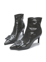 Pointed Patent Leather Female Zipper Single Boot