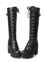 Knee High Boots Lace Up With Fur Snow Boot