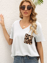 Loose Leopard Stitching Short Sleeve T-shirt