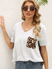 Loose Leopard Stitching Short Sleeve T-shirt