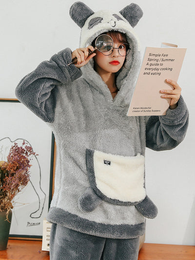 Gray Pocket Bear Thickened Cashmere Warm Flannel