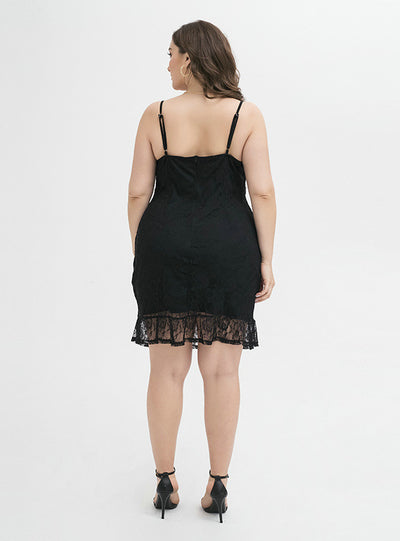 Plus Size Lace Suspender Dress