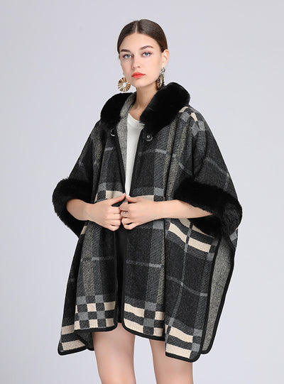 Hood Shawl Cloak Ladies Woolen Loose Coat Cardigan