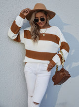 Turtleneck Loose Round Neck Color Matching Sweater