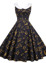 Retro Doll Collar Print Dress